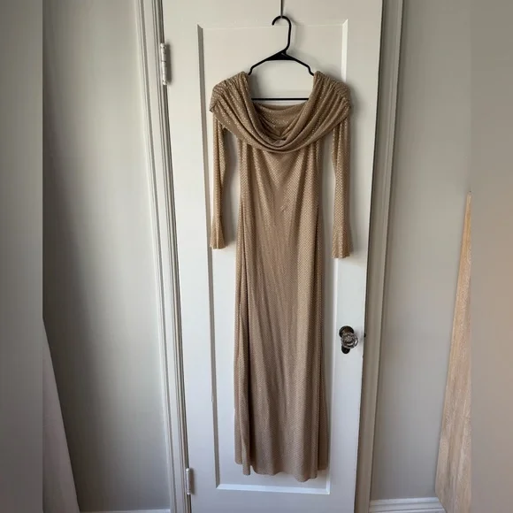 Meshki Marcel Nude Diamanté off the shoulder dress - Picture 7 of 9